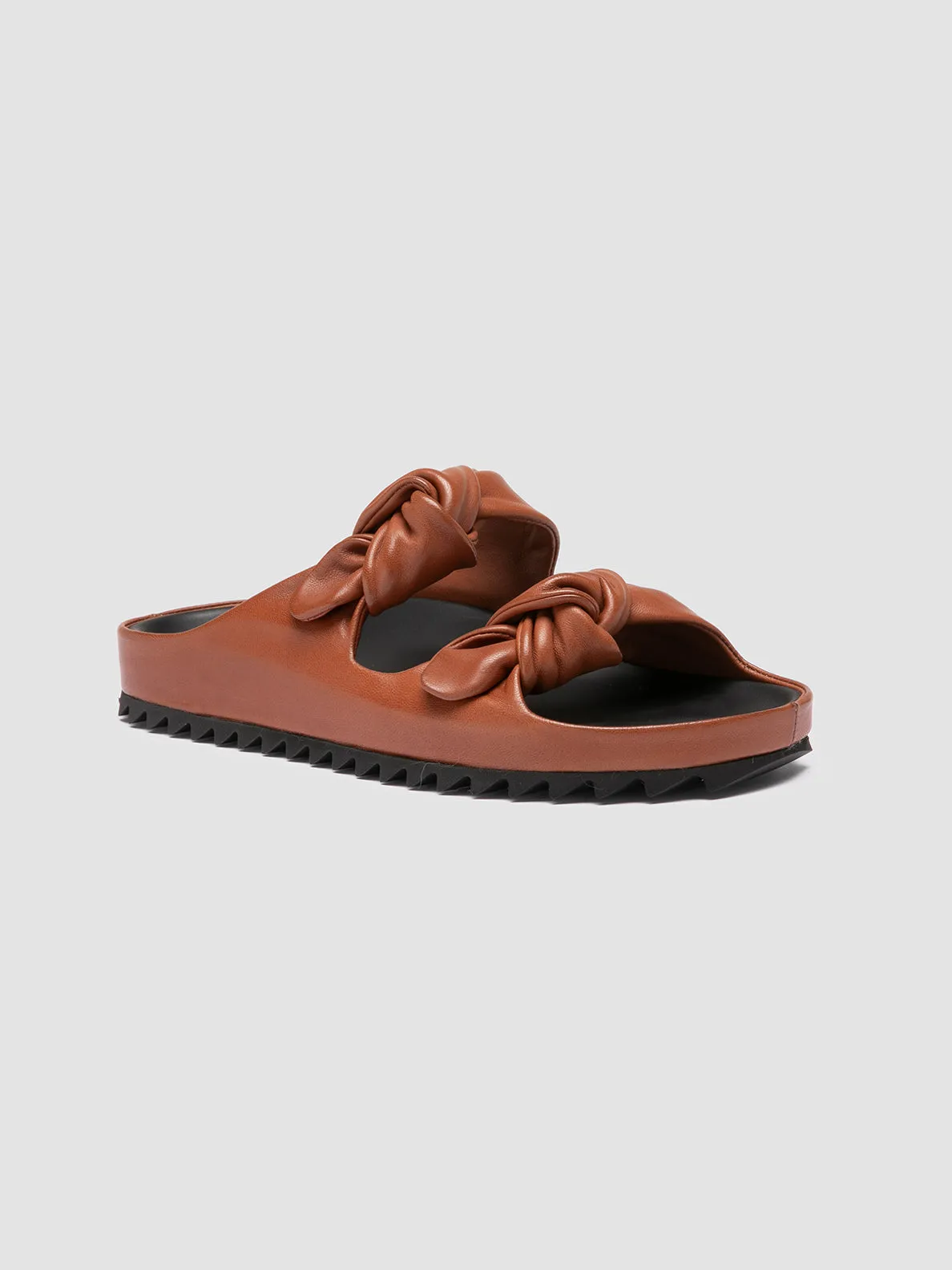 PELAGIE 021 - Brown Leather Slide Sandals Wild Trek