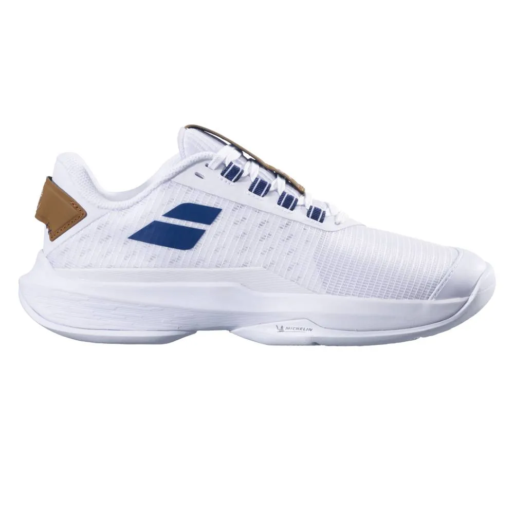 Abrasion resistant Stable Step Babolat Jet Tere 2 AC Wimbledon Women's Tennis Shoe (White/Navy)