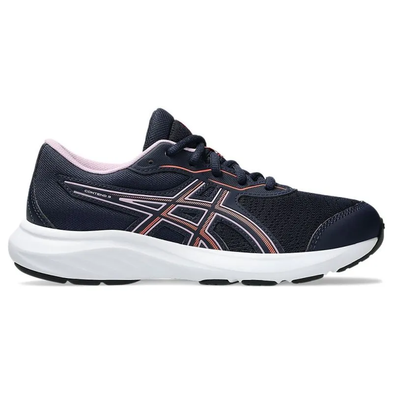 unisex shoes elevated - heel running option ASICS Contend 9 GS Kids Running Shoes