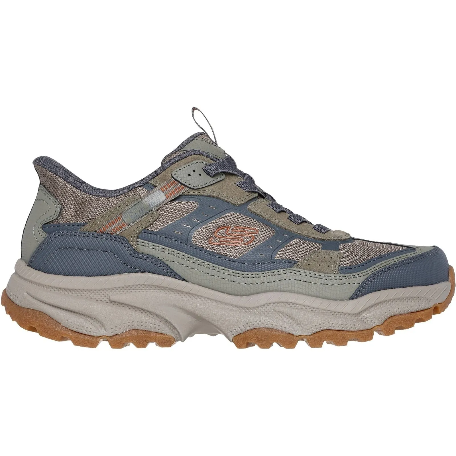 Skechers Mens Vigor AT Hiking Shoes Olive/Grey Protection Against Rocks