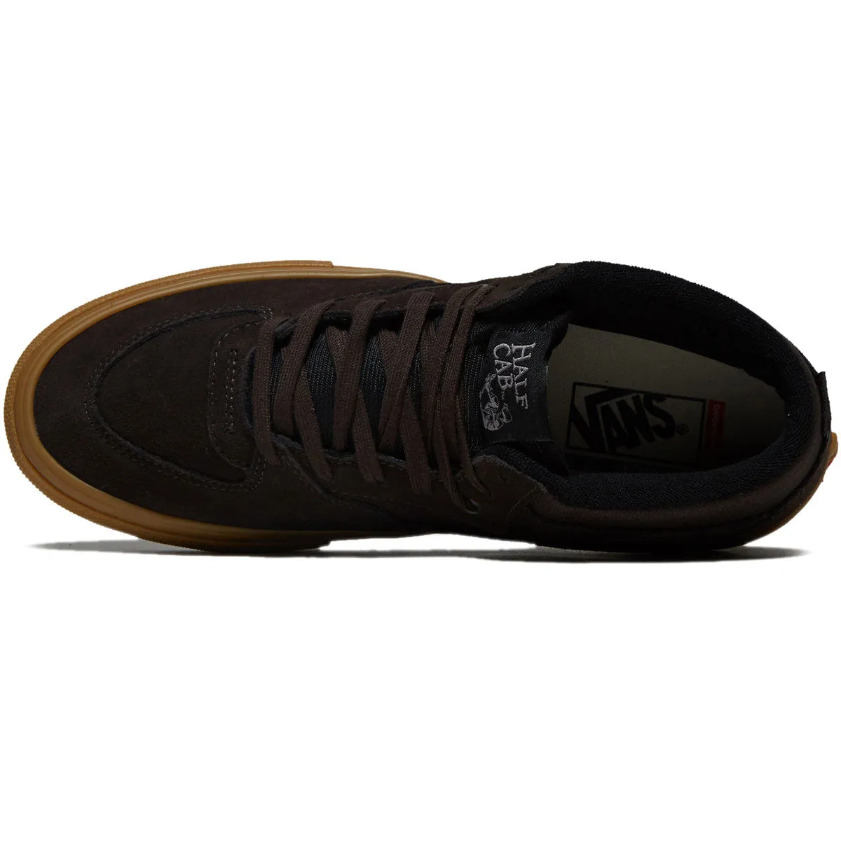 Adjustable Strap Street Friendly Fit Vans Skate Half Cab Shoes - Brown Suede/Gum