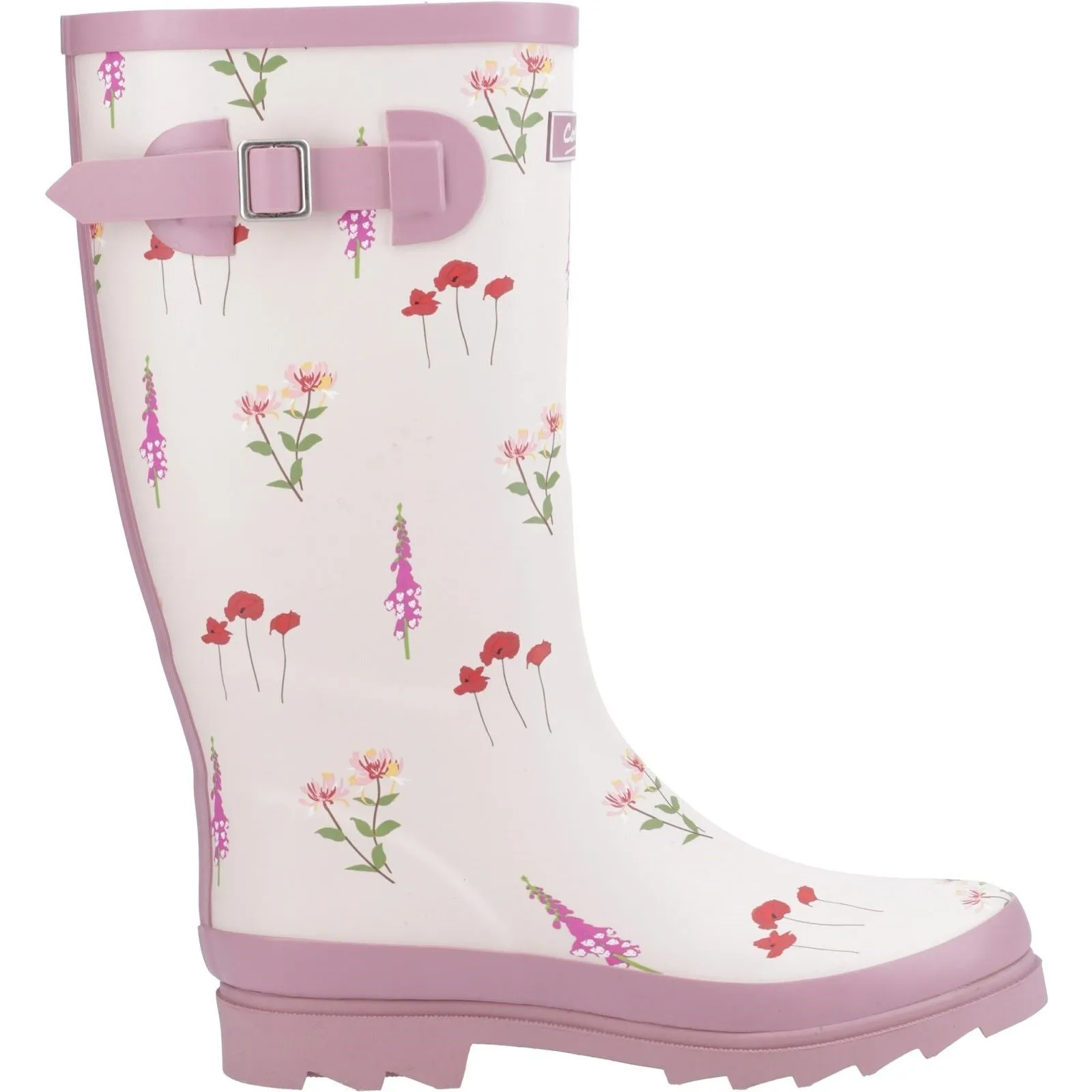 Smooth Footwear Style Cotswold Womens Wildflower Tall Wellingtons Pink