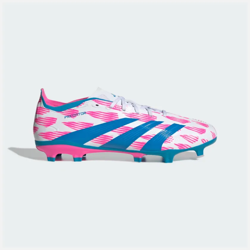 Adidas Predator League Firm Ground Men's Football Shoes -Cloud White/Solar Blue/Solar Pink Stable Sole Comfortable Heel