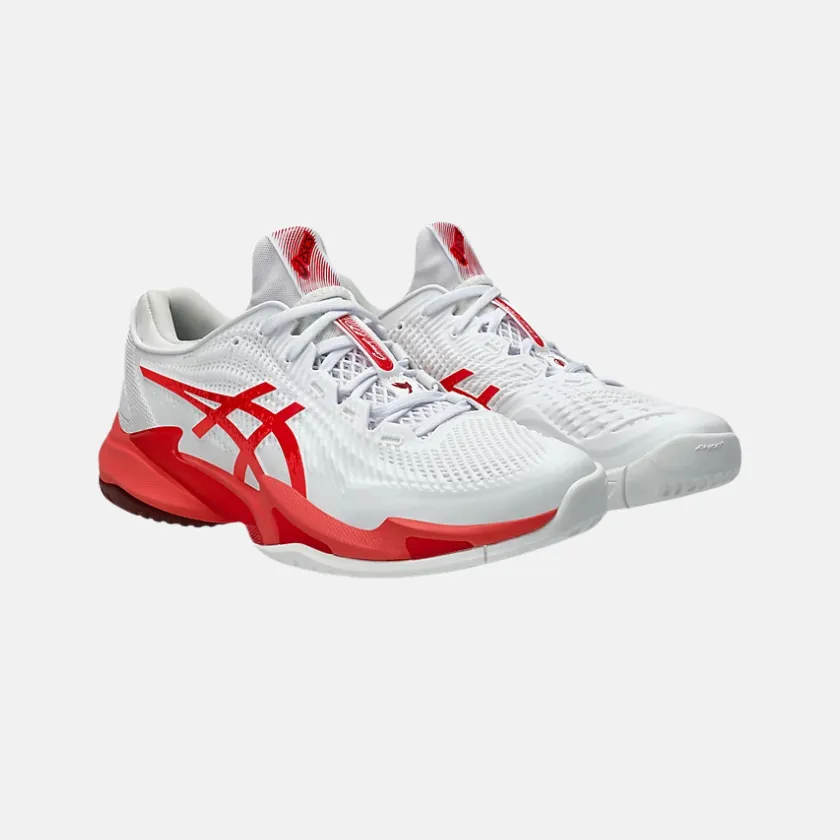 ASICS COURT FF? 3 NOVAK Men's Tennis Shoes - White/Electric Red Foot alignment Lace System
