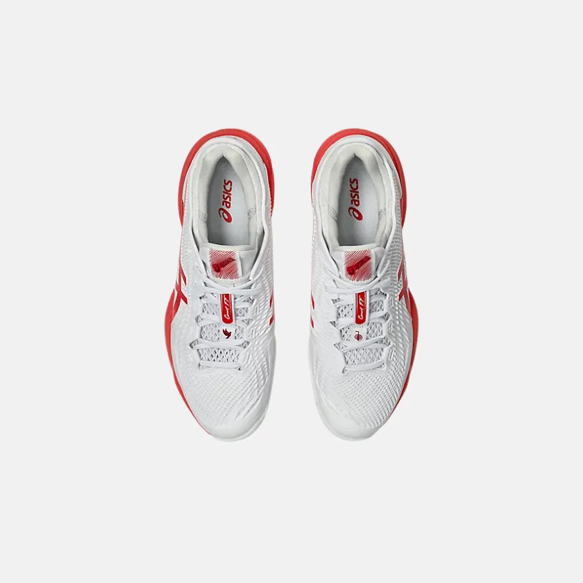 ASICS COURT FF? 3 NOVAK Men's Tennis Shoes - White/Electric Red Outdoor Fitness Motion Balance