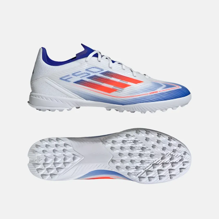 Soft Touch Adidas F50 League Unisex Football Turf Shoes -Cloud White/Solar Red/Lucid Blue