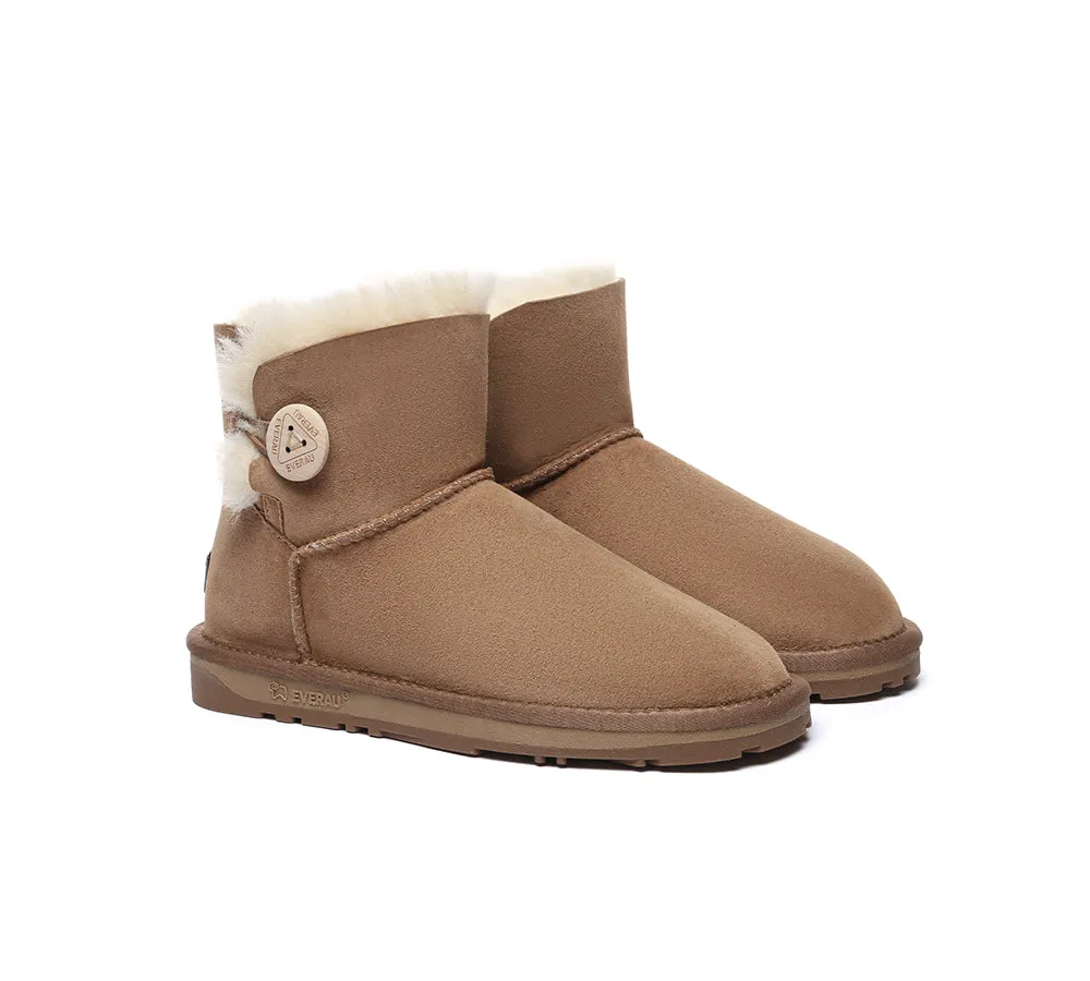 UGG EVERAU? UGG Boots Double Faced Sheepskin Wool Ankle Mini Button Cold Hiking Boots Snow Survival Gear