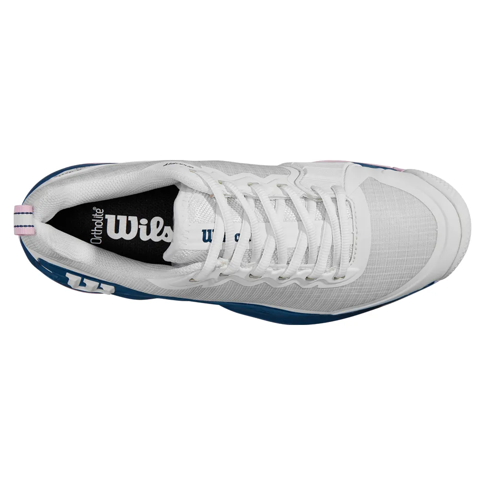 Dynamic Sole Comfort footbed Wilson Rush Pro 4.5 Clay Court Tennis Shoes (Ladies) - White/EnsignBlue/Pirouette