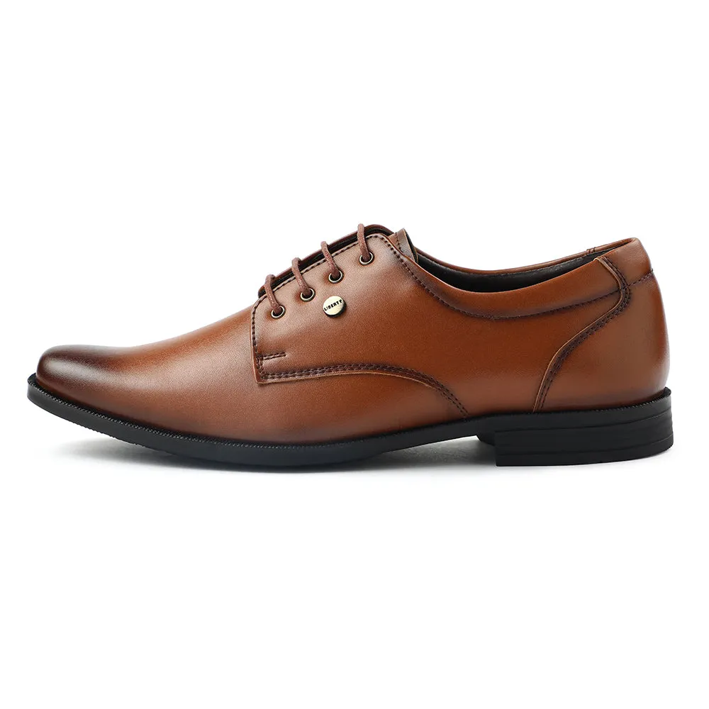 Office Wear Elegant Slim Silhouette Fortune Tan Formal Lacing Derby Shoes For Men BENSTOCK1E By Liberty
