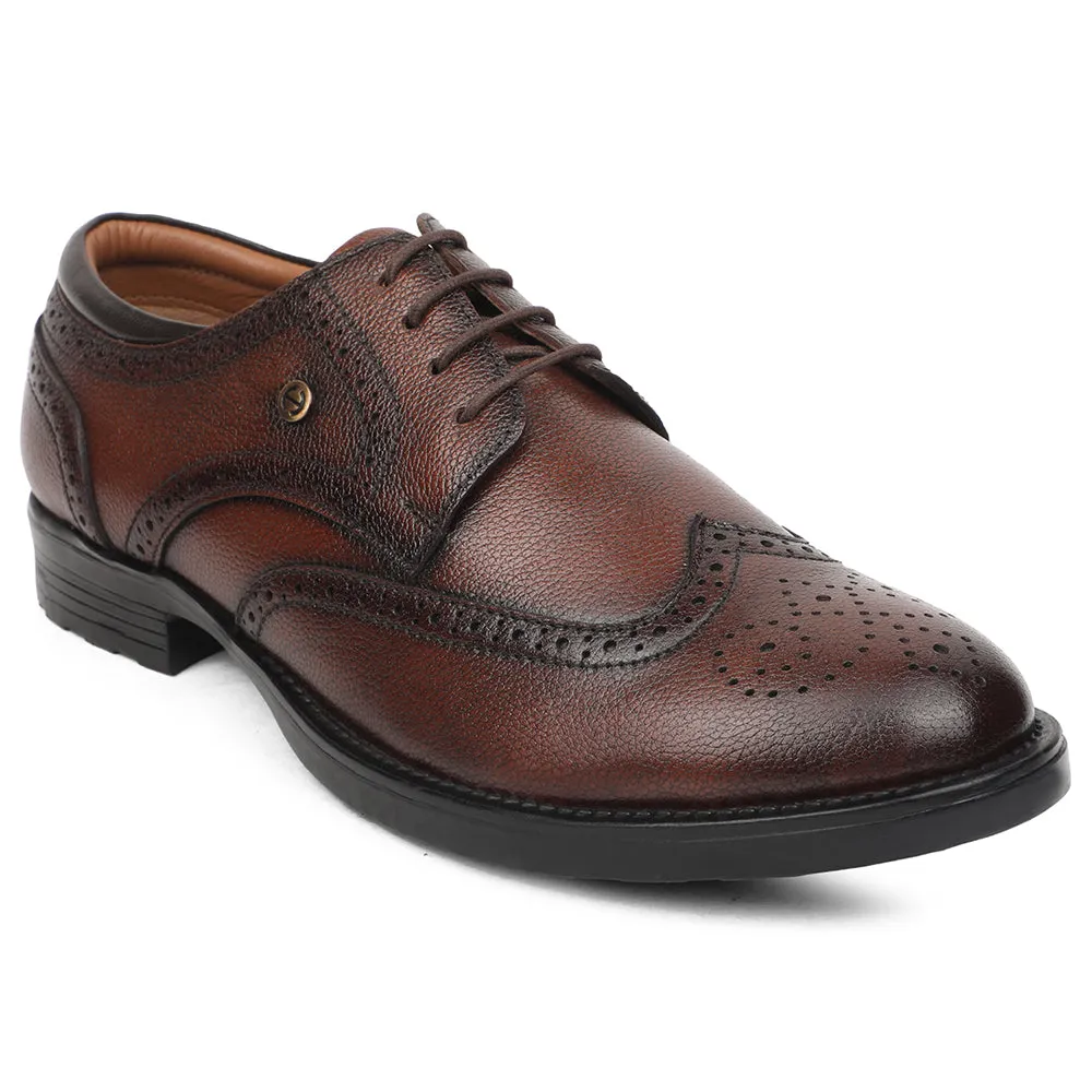 Healers Brown Formal Lacing Oxford Shoes For Men UDL-12 By Liberty Elastic laces Classic Look