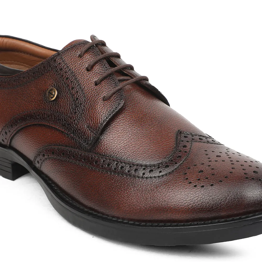Healers Brown Formal Lacing Oxford Shoes For Men UDL-12 By Liberty Footwear Look