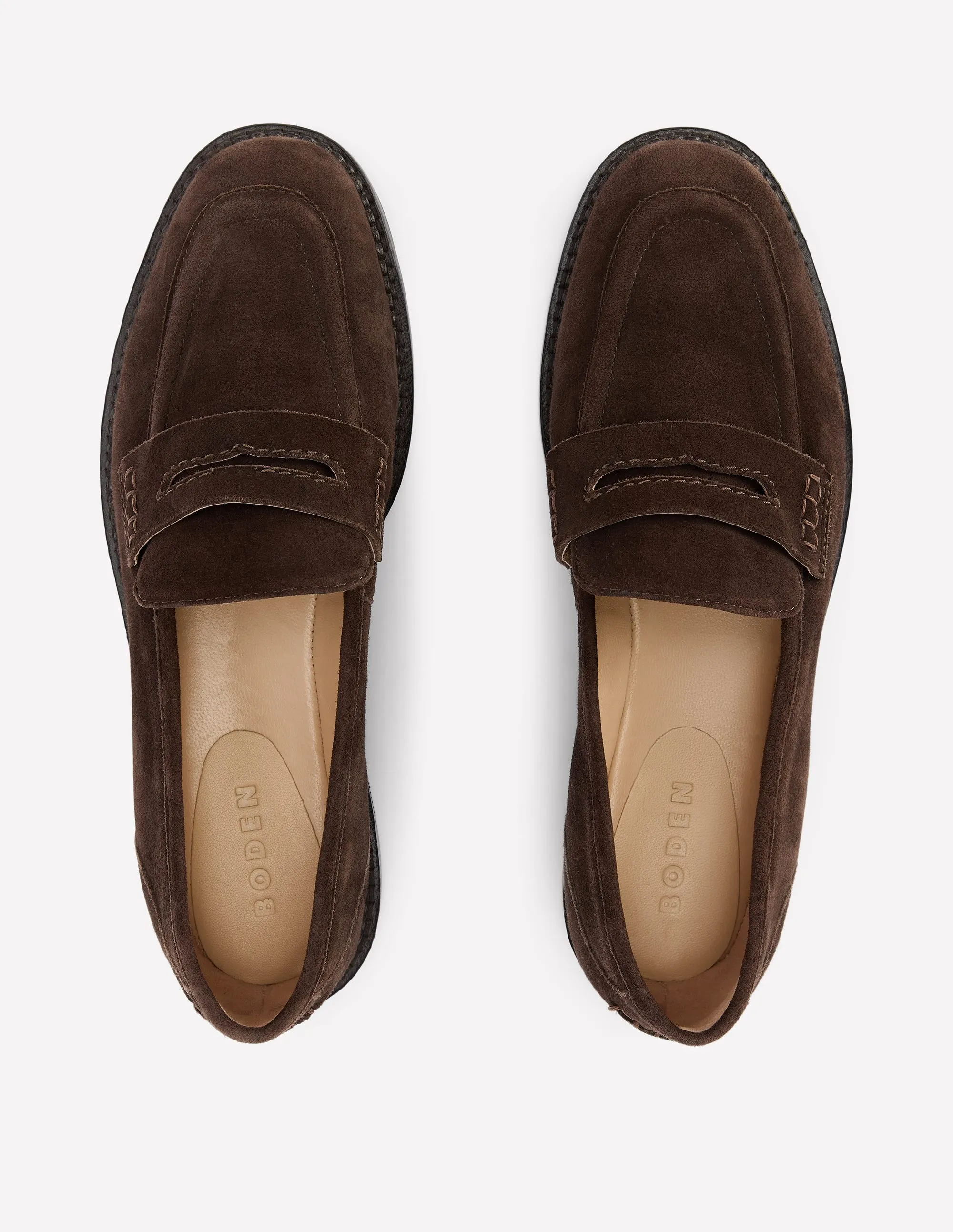 Nya Penny Loafers-Bitter Chocolate Suede Wide fit