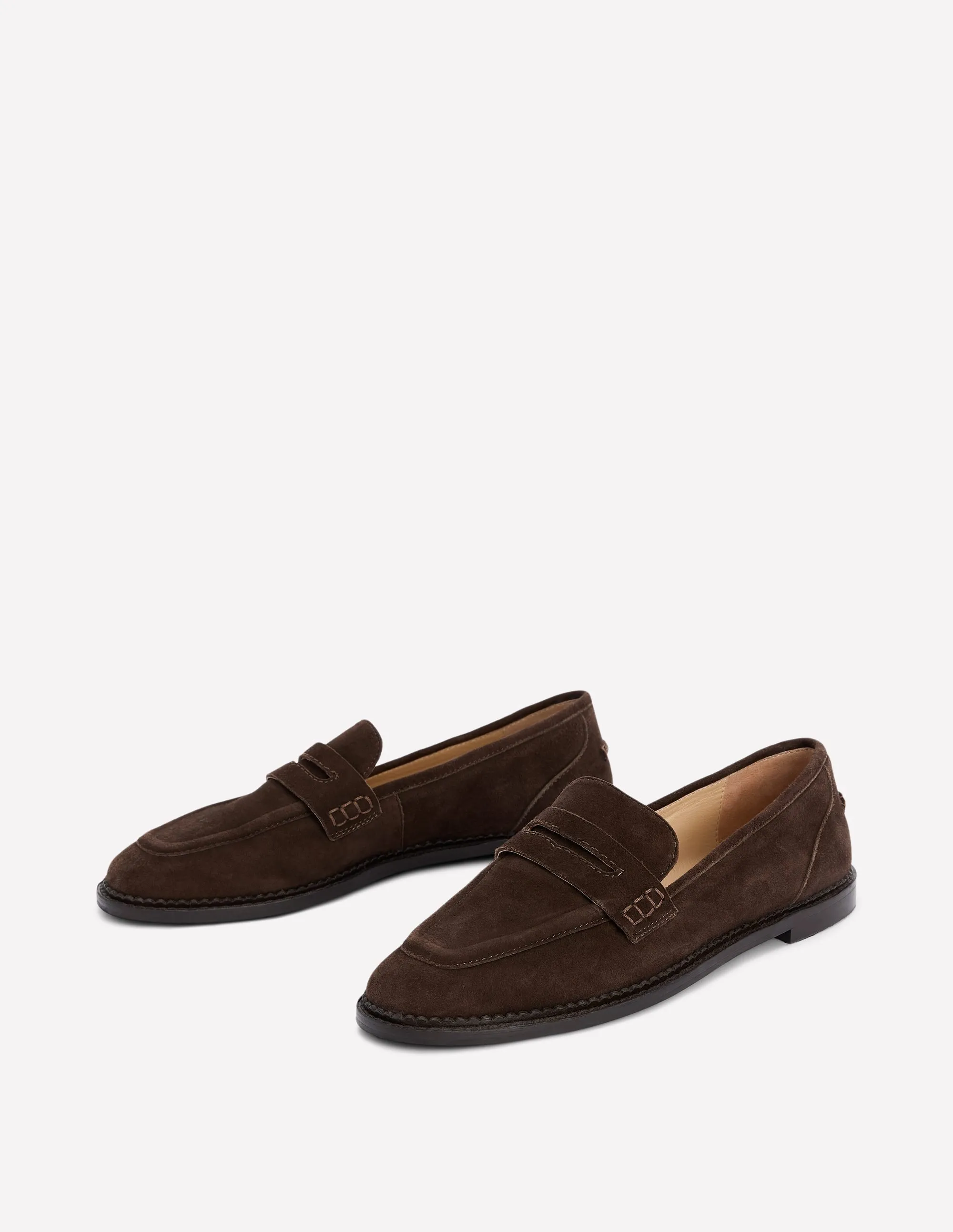 foldable Business casual Nya Penny Loafers-Bitter Chocolate Suede