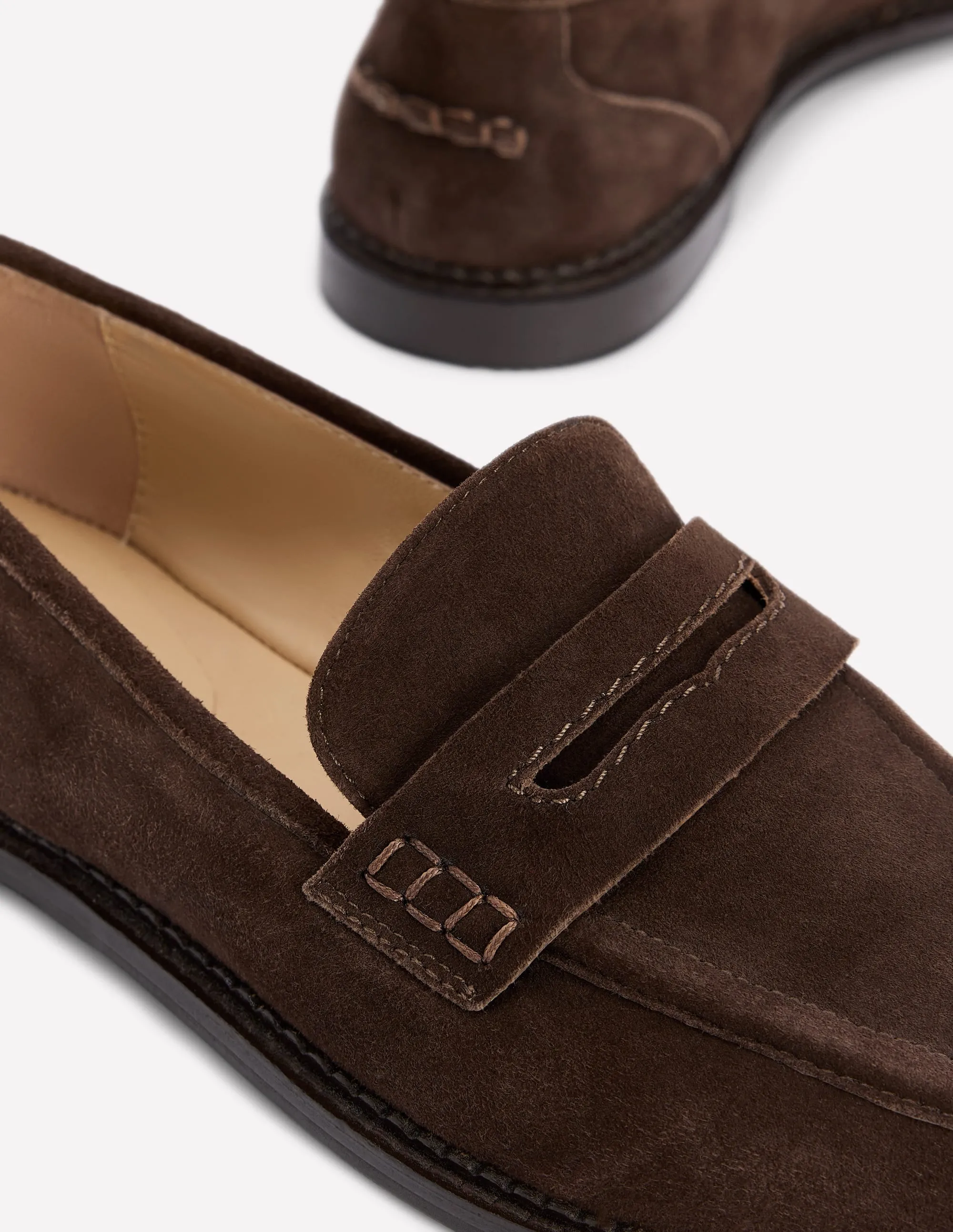 Nya Penny Loafers-Bitter Chocolate Suede Toe Clear