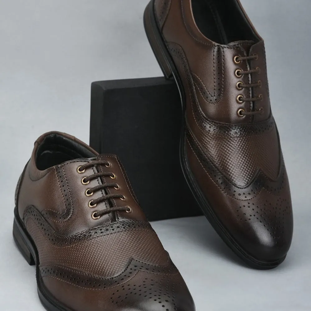 Fortune Formal Brown Lacing Brogue Shoes For Men HOL-125E By Liberty Quick Walking Weekend Walk