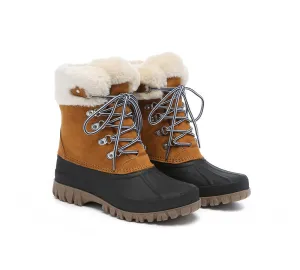 AUSTRALIAN SHEPHERD? Women Lace Up Chunky Snow Boots Natalia Cold Conditions Heavy Snowfall Protection