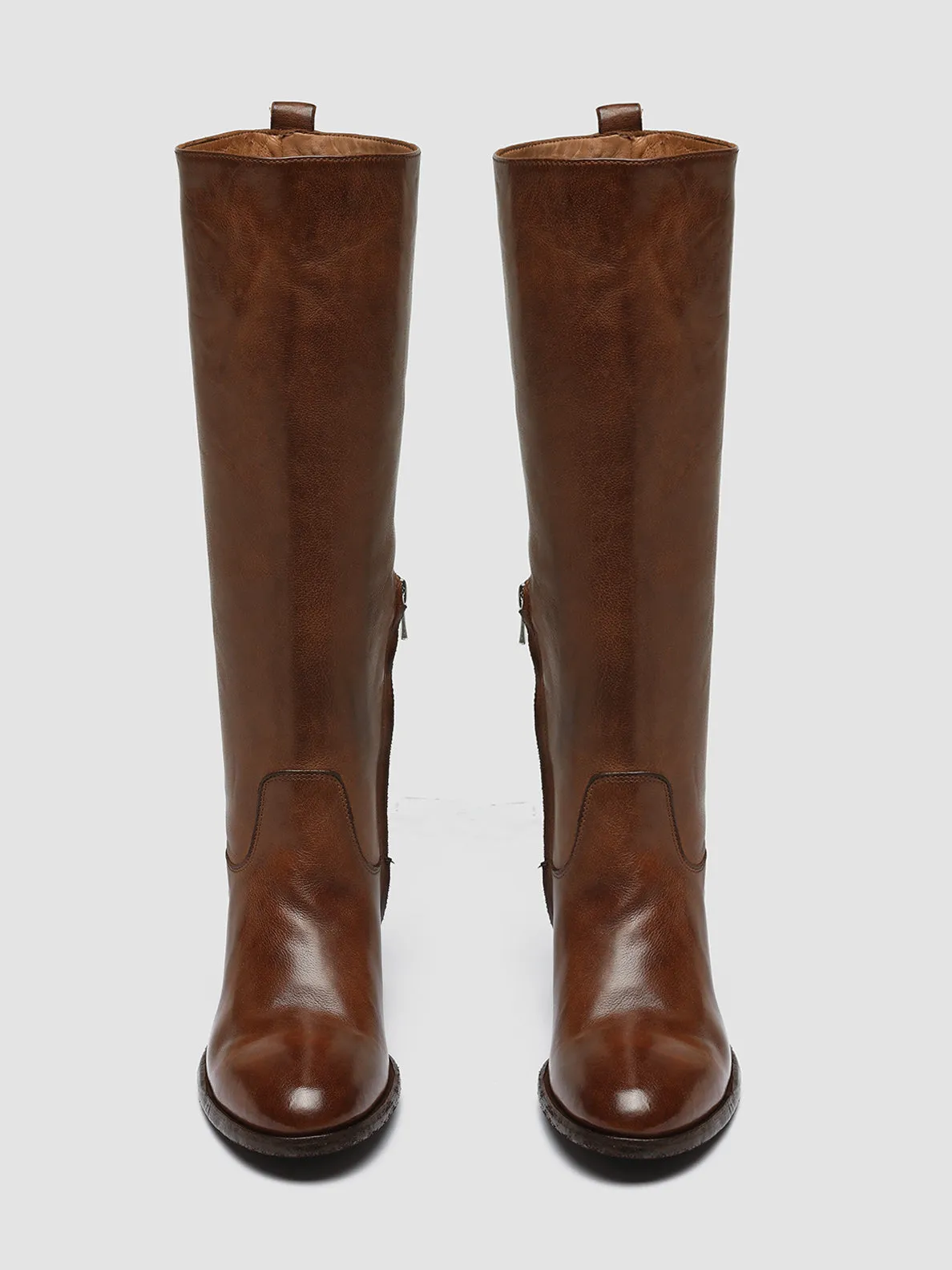 DENNER 116 - Brown Leather Zip Boots heel cup