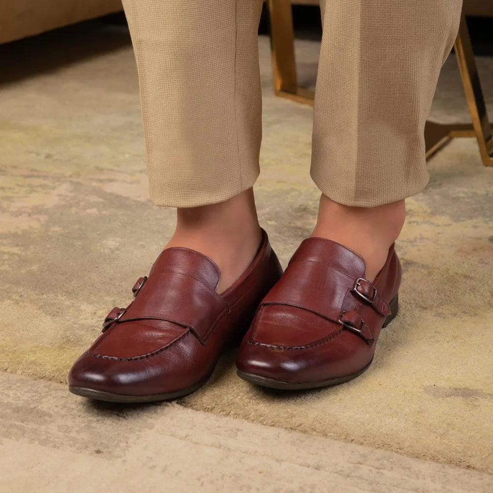 The Bern Brown Men's Double Monk Shoes Tresmode Lightweight Design