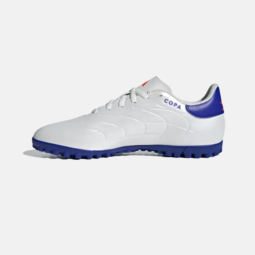 Adidas Copa Pure 2 Club Unisex Turf Football Shoes - Cloud White/Lucid Blue/Solar Red Fast Fit Speed Fit