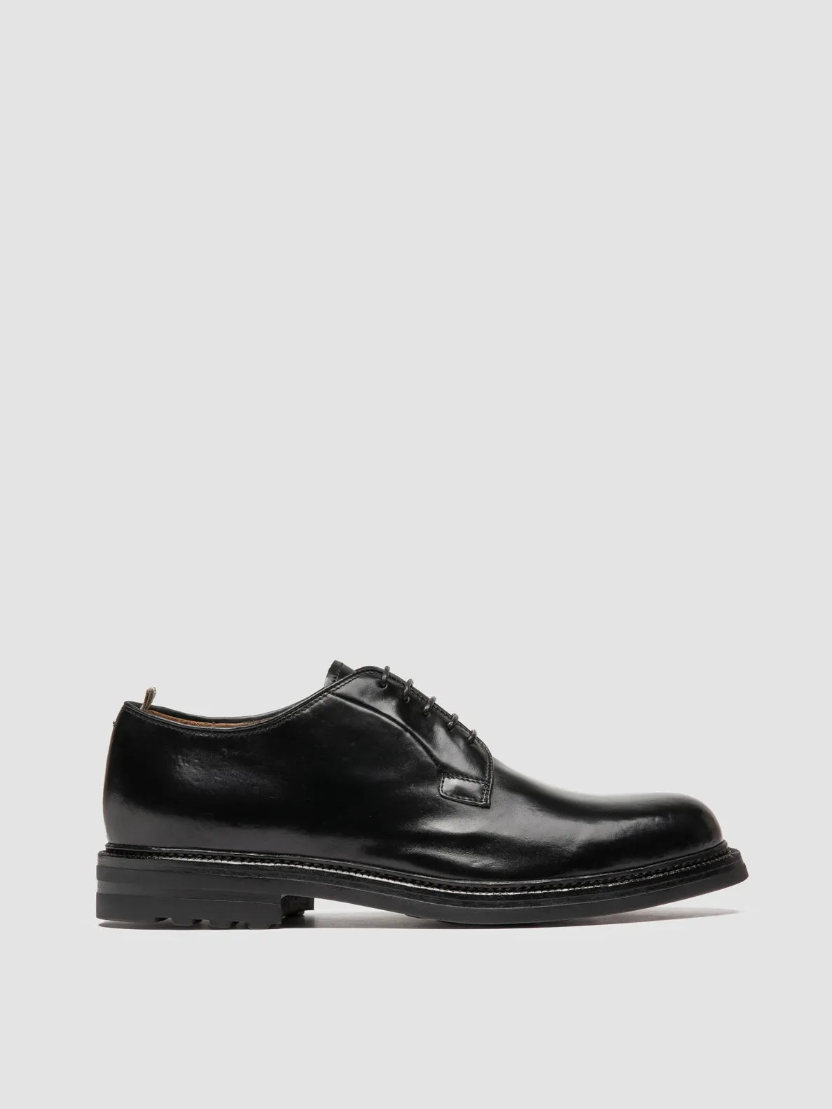 Black Finish Flexible Grip ASTON FLEXI 001 - Black Leather Derby Shoes