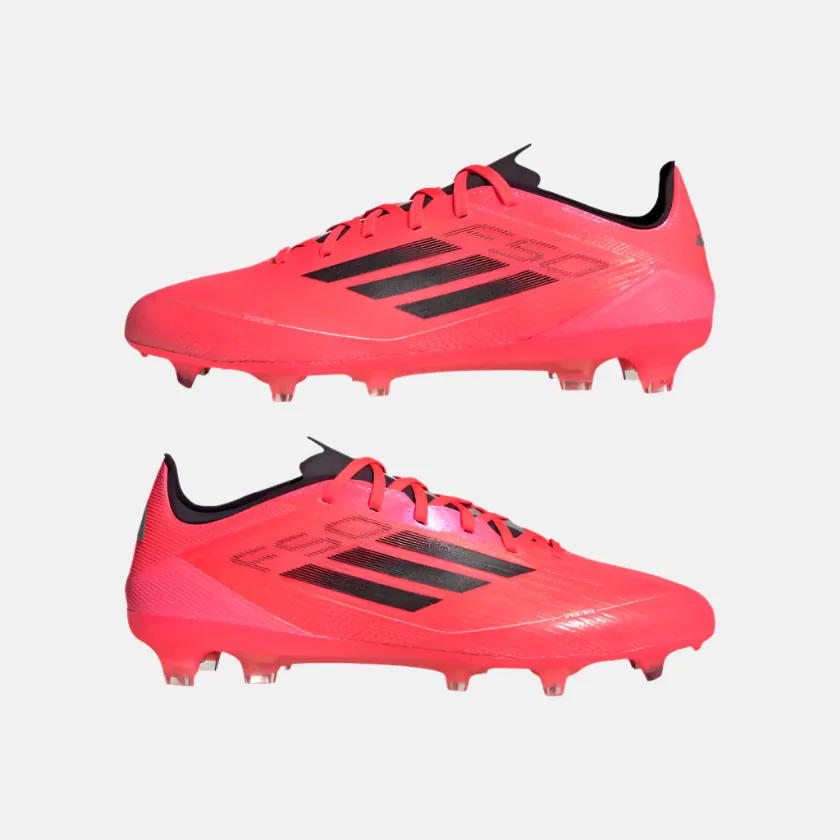 Adidas F50 Pro Firm Unisex Football Shoes -Turbo/Aurora Black/Platinum Metallic Stability Zone