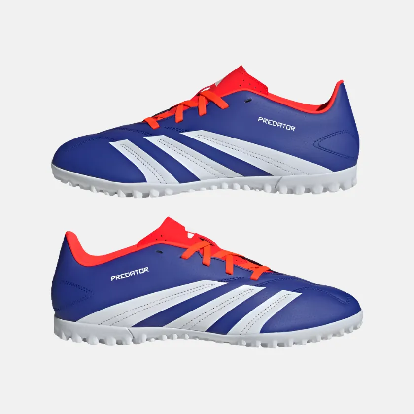 Adidas Predator Club Turf Unisex Football Shoes -Lucid Blue/Cloud White/Solar Red Step Lock Fit Traction