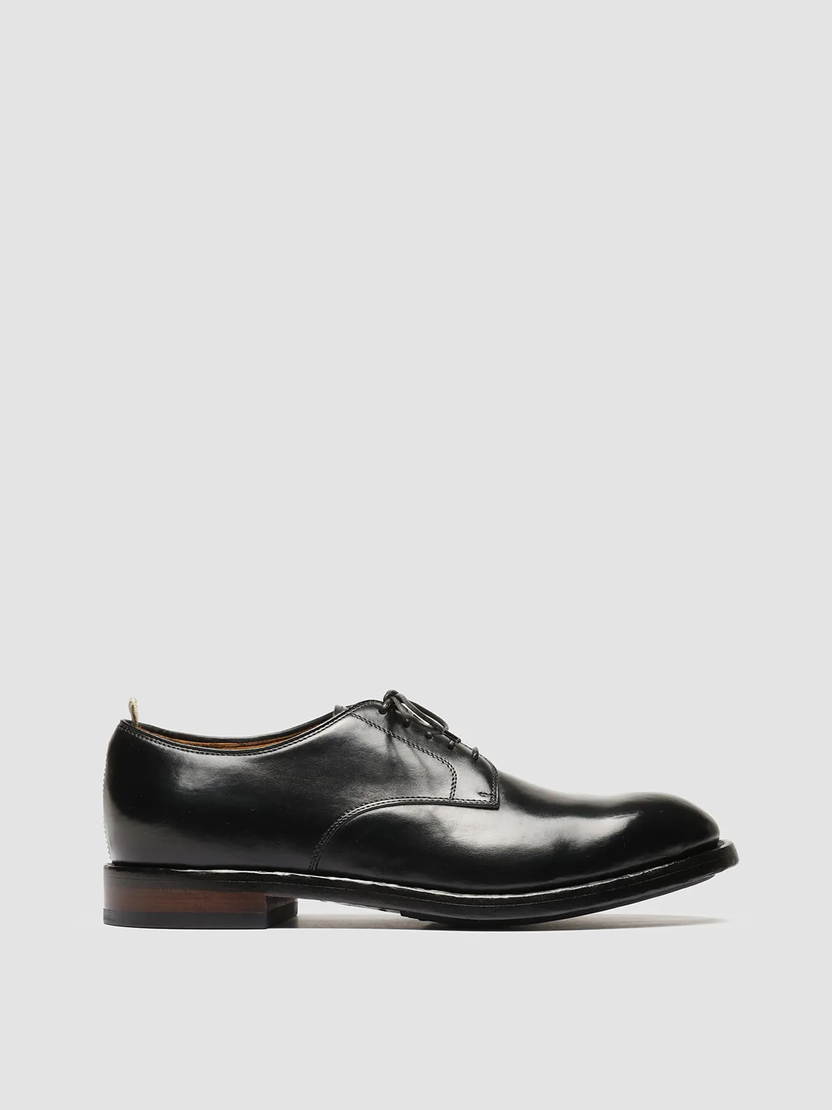 Sleek Design Durable Slim Design TEMPLE 018 - Black Leather Derby Shoes