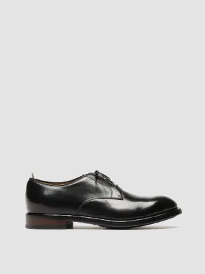 Sleek Design Durable Slim Design TEMPLE 018 - Black Leather Derby Shoes