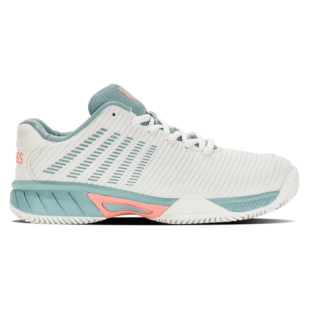 K-Swiss Hypercourt Express 2 HB Tennis Shoes (Girls) - Blanc/Nile Blue/Desert Flower Sweat Free Road Friendly