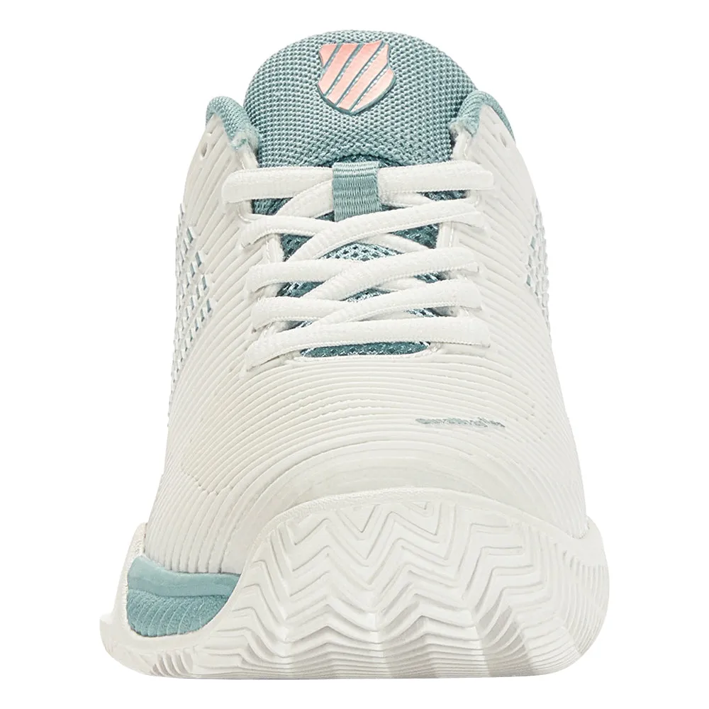 Comfortable Foot Everyday Use K-Swiss Hypercourt Express 2 HB Tennis Shoes (Girls) - Blanc/Nile Blue/Desert Flower