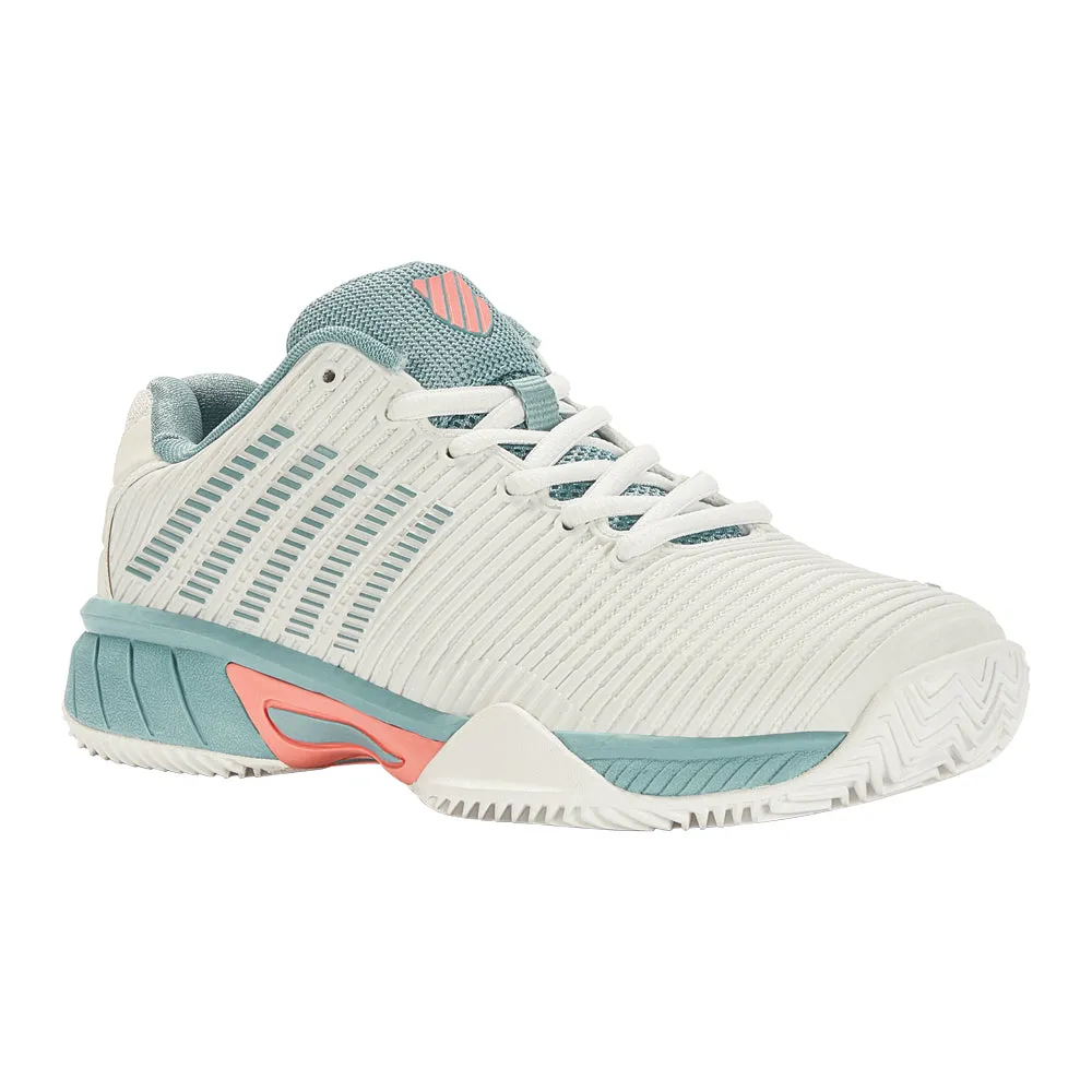 K-Swiss Hypercourt Express 2 HB Tennis Shoes (Girls) - Blanc/Nile Blue/Desert Flower Sporty