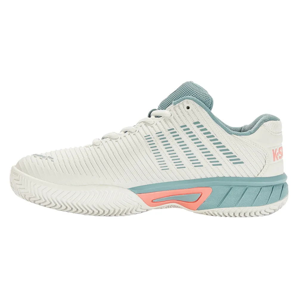 K-Swiss Hypercourt Express 2 HB Tennis Shoes (Girls) - Blanc/Nile Blue/Desert Flower Outsole Grip