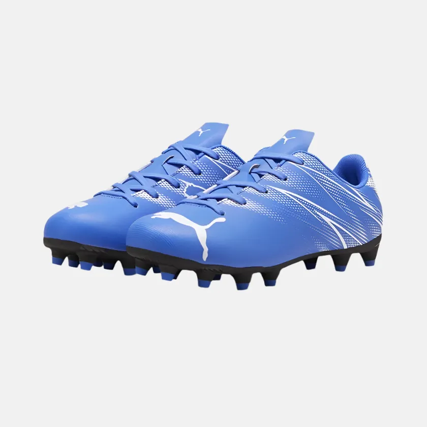 Puma Attacanto FG/AG Junior Kids Unisex Football Shoes -Bluemazing/White Upper Control Game Precision
