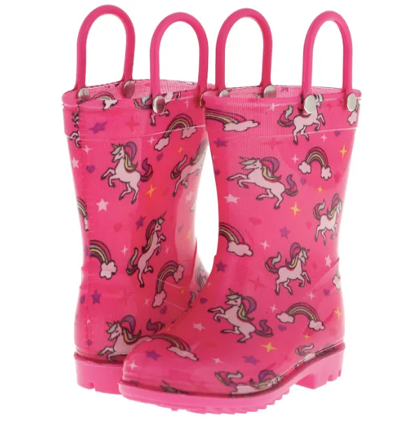 Toddler Girls Unicorns and Rainbows Printed Rain Boot All Season Protection
