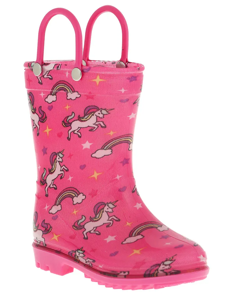 Toddler Girls Unicorns and Rainbows Printed Rain Boot Slip Protection Soft Touch