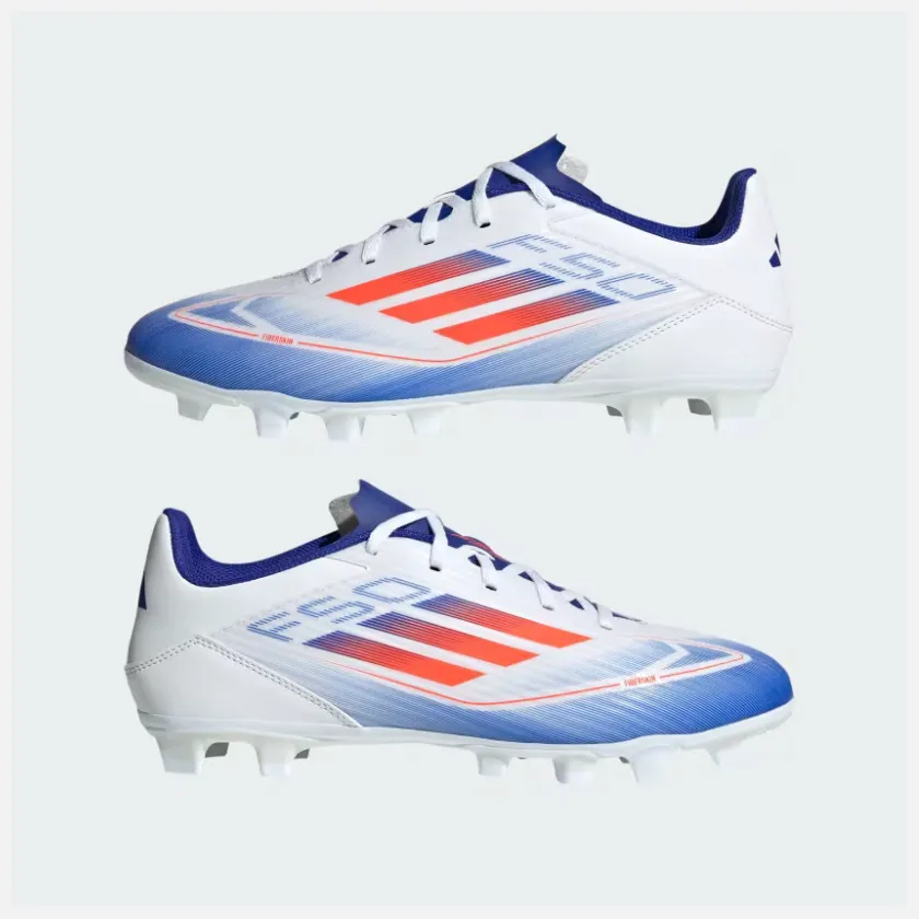 Adidas F50 Club Flexible Ground Men's Football Soccer -Cloud White/Solar Red/Lucid Blue Strong Step