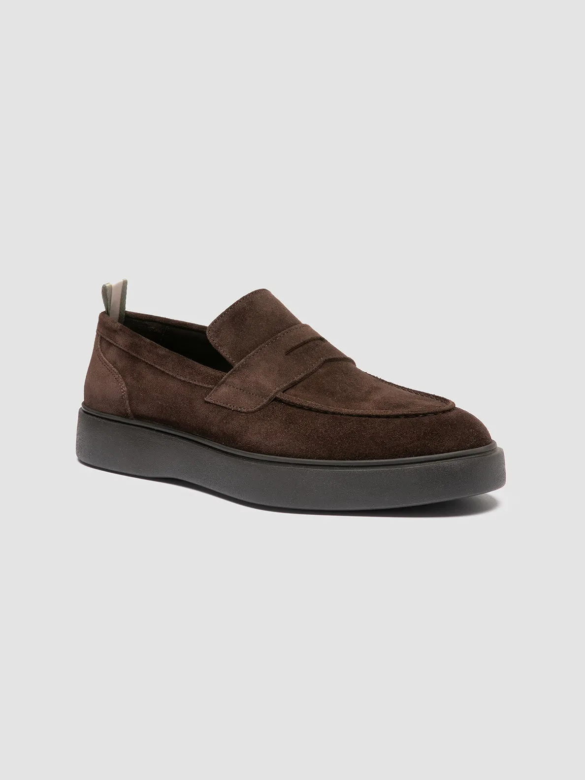 Platform Style Hold Steps FRAME 001 - Brown Suede Penny Loafers