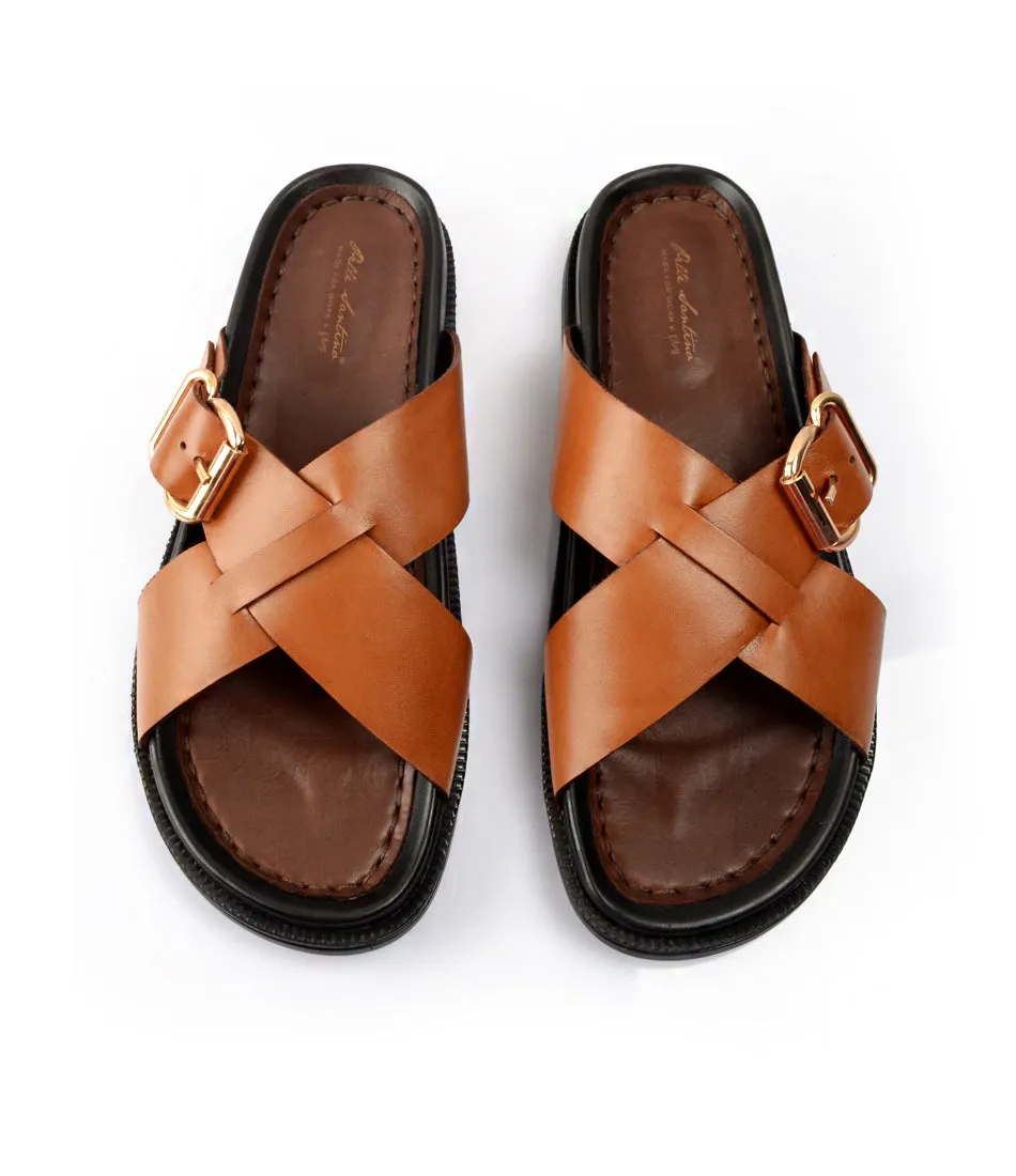 Torino Leather Slippers - Tan Club Shade