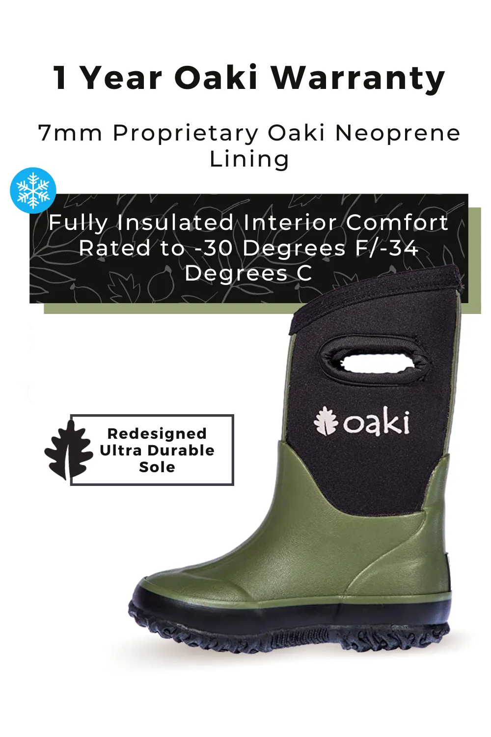 Snow Walker Forest Green Neoprene Rain/Snow Boots