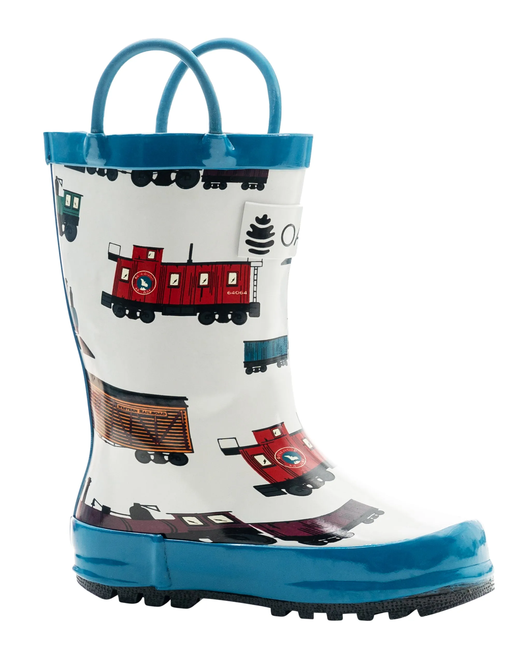 Easy Step Comfort Tommy's Trains Loop Handle Rubber Rain Boots