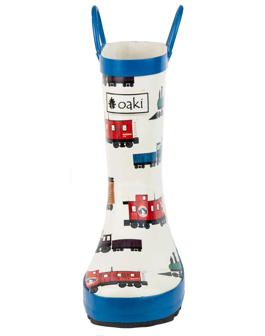 Tommy's Trains Loop Handle Rubber Rain Boots Quick Walking Style