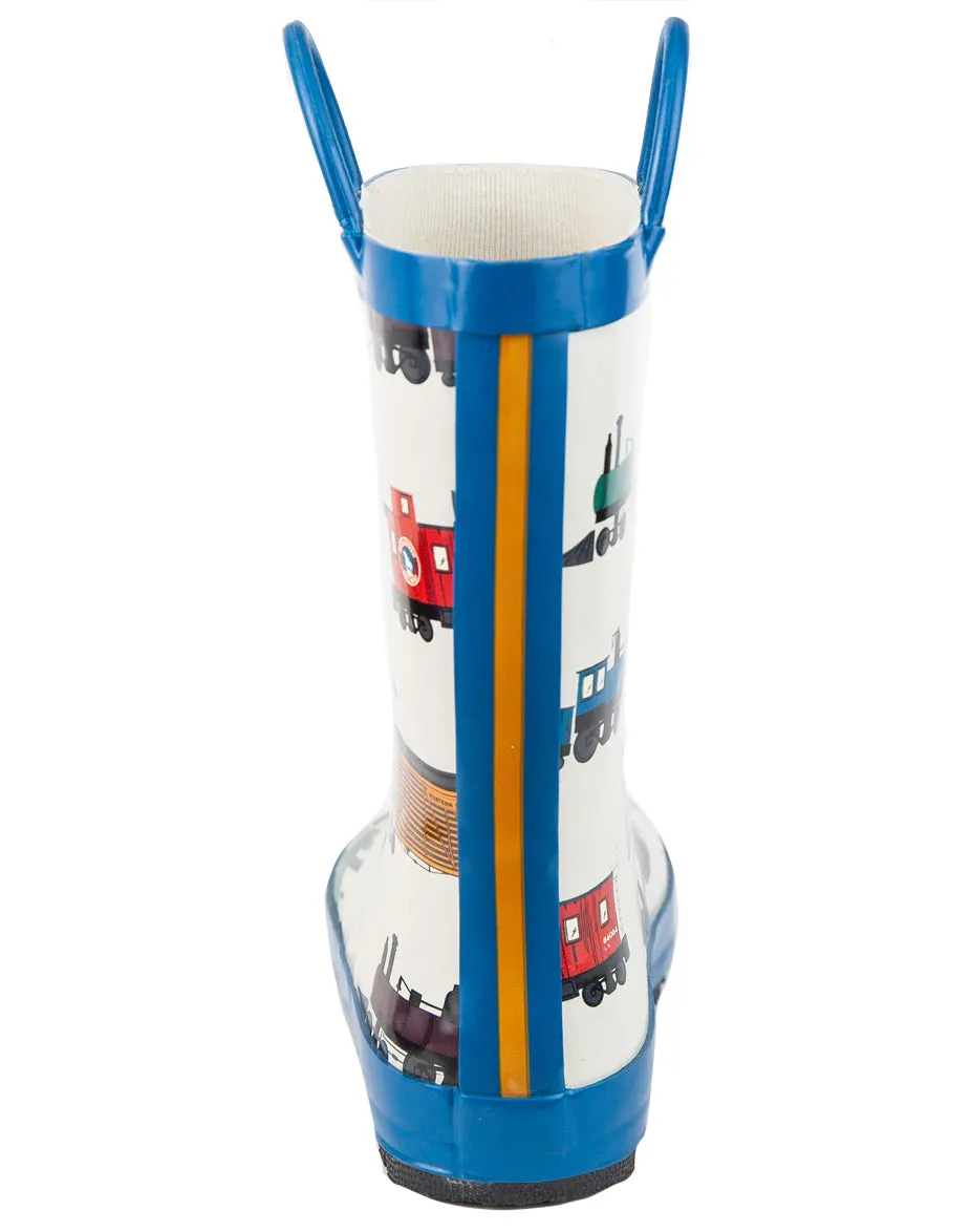 Tommy's Trains Loop Handle Rubber Rain Boots Fashionable Walk Comfort