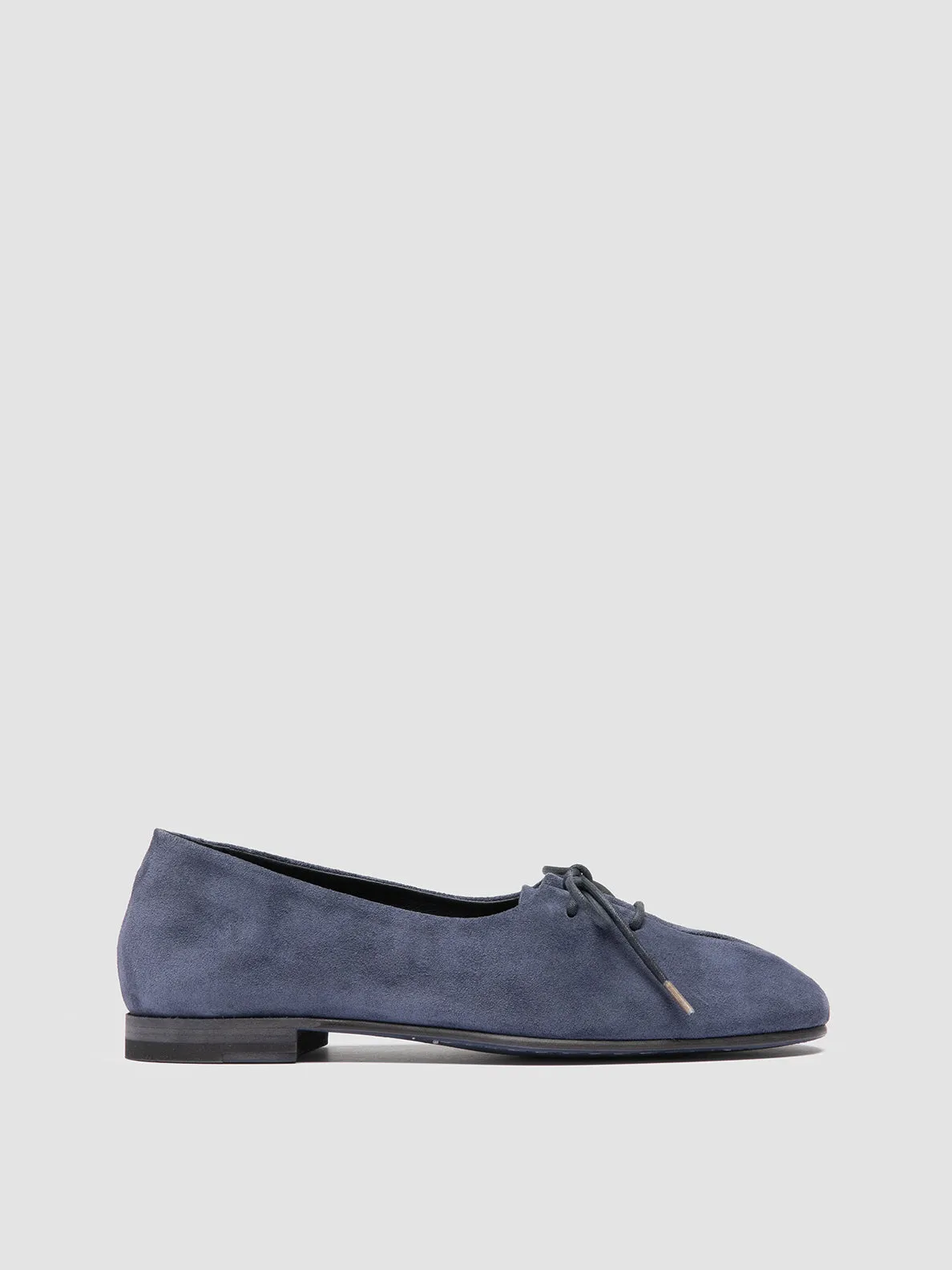 OLIVER 102 - Blue Suede Ballerina Shoes Comfort collar Easy Wear