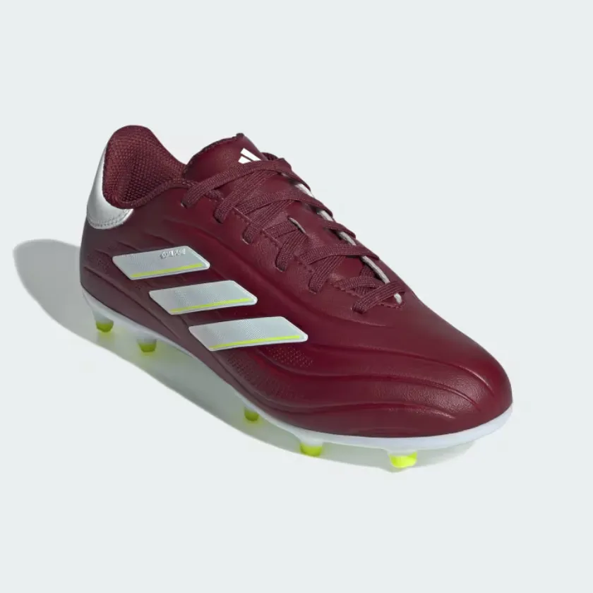 Adidas Copa Pure II League Firm Ground Fooball Kids Unisex Shoes (4-7Year) -Shadow Red/Cloud White/Team Solar Yellow 2 Athletic Build foot mobility