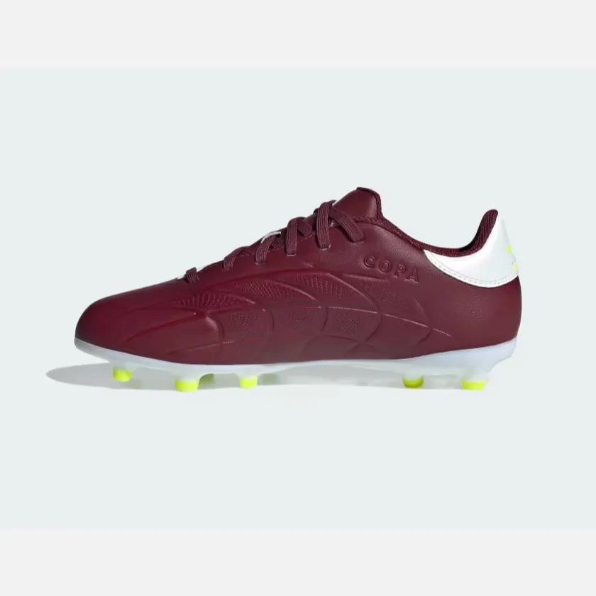 Adidas Copa Pure II League Firm Ground Fooball Kids Unisex Shoes (4-7Year) -Shadow Red/Cloud White/Team Solar Yellow 2 Fitness Fan Motion Gear