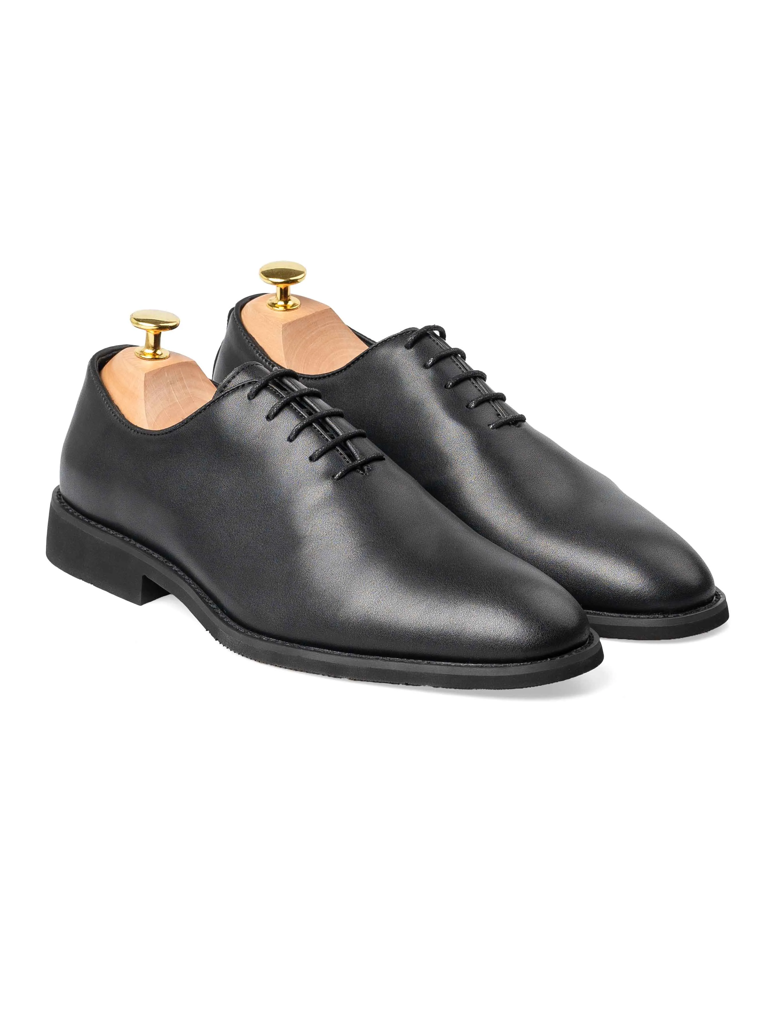Wholecut Oxford - Black Lace up (Flexi-Sole) Smart Step Travel Ready Shoes