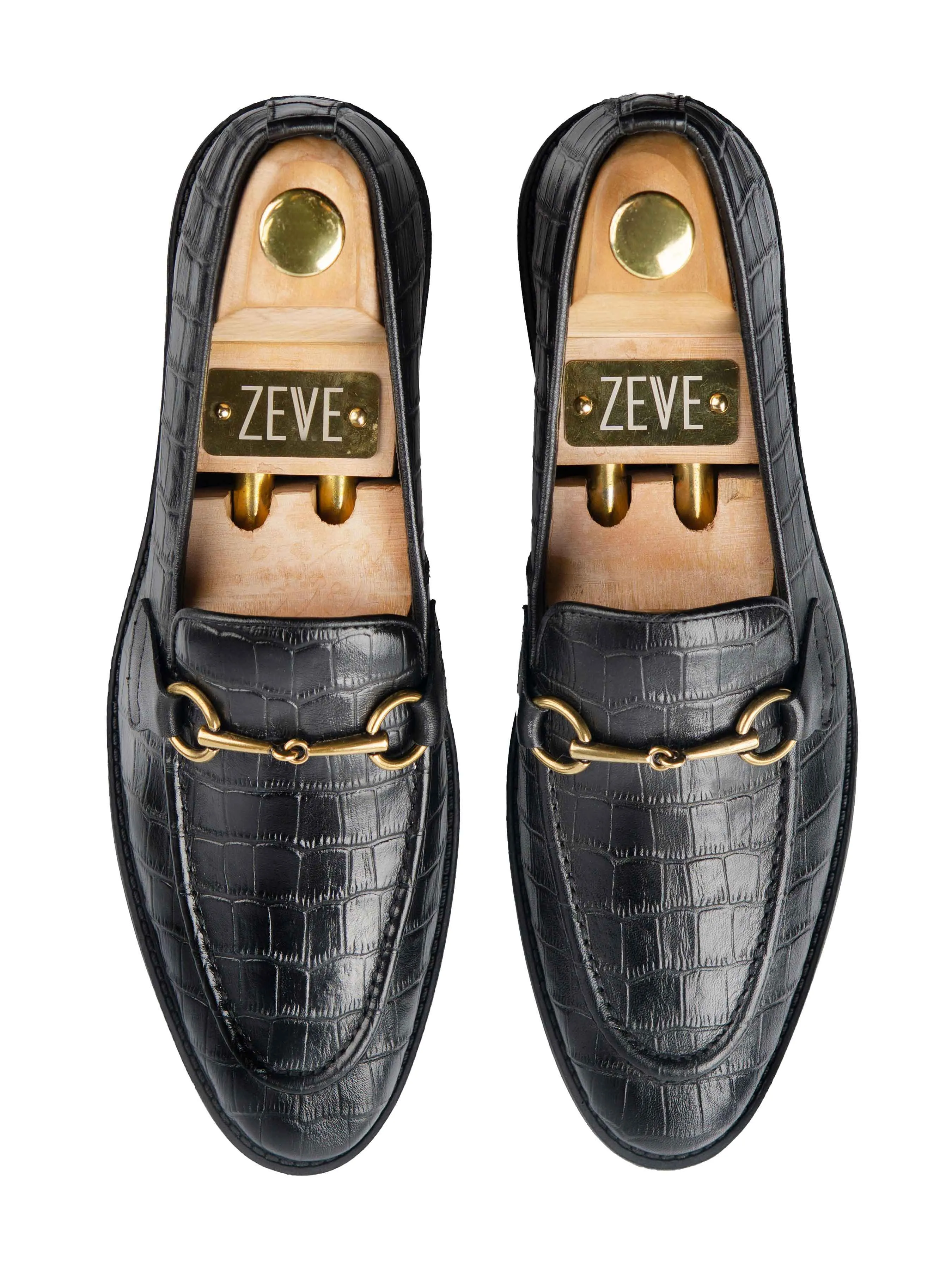 Horsebit Buckle Loafer - Black Croco Leather (Flexi-Sole) Local Taste