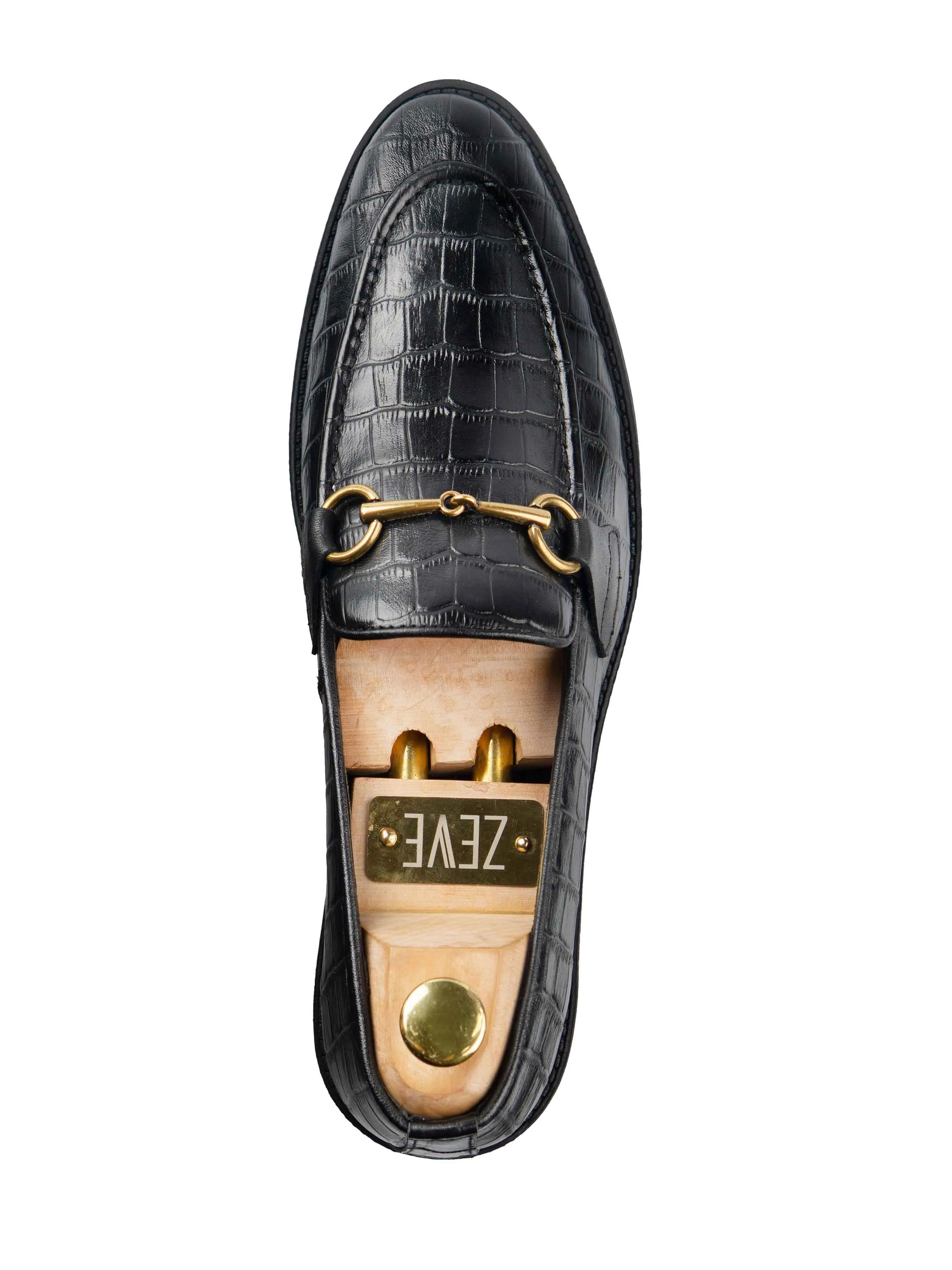 Horsebit Buckle Loafer - Black Croco Leather (Flexi-Sole) City Pulse
