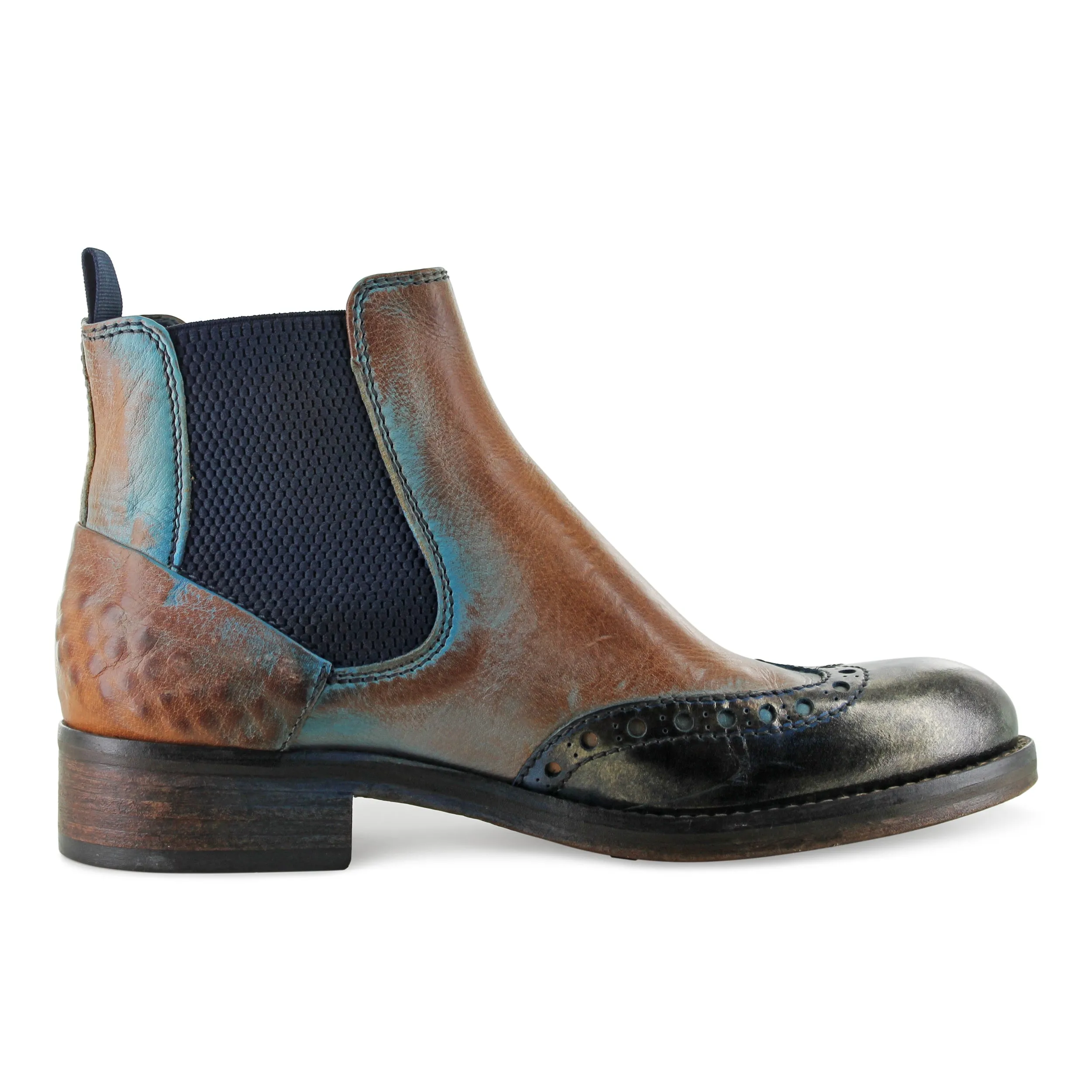 6541- Brown Antique Finish With Turquoise Edges Comfy Fashion