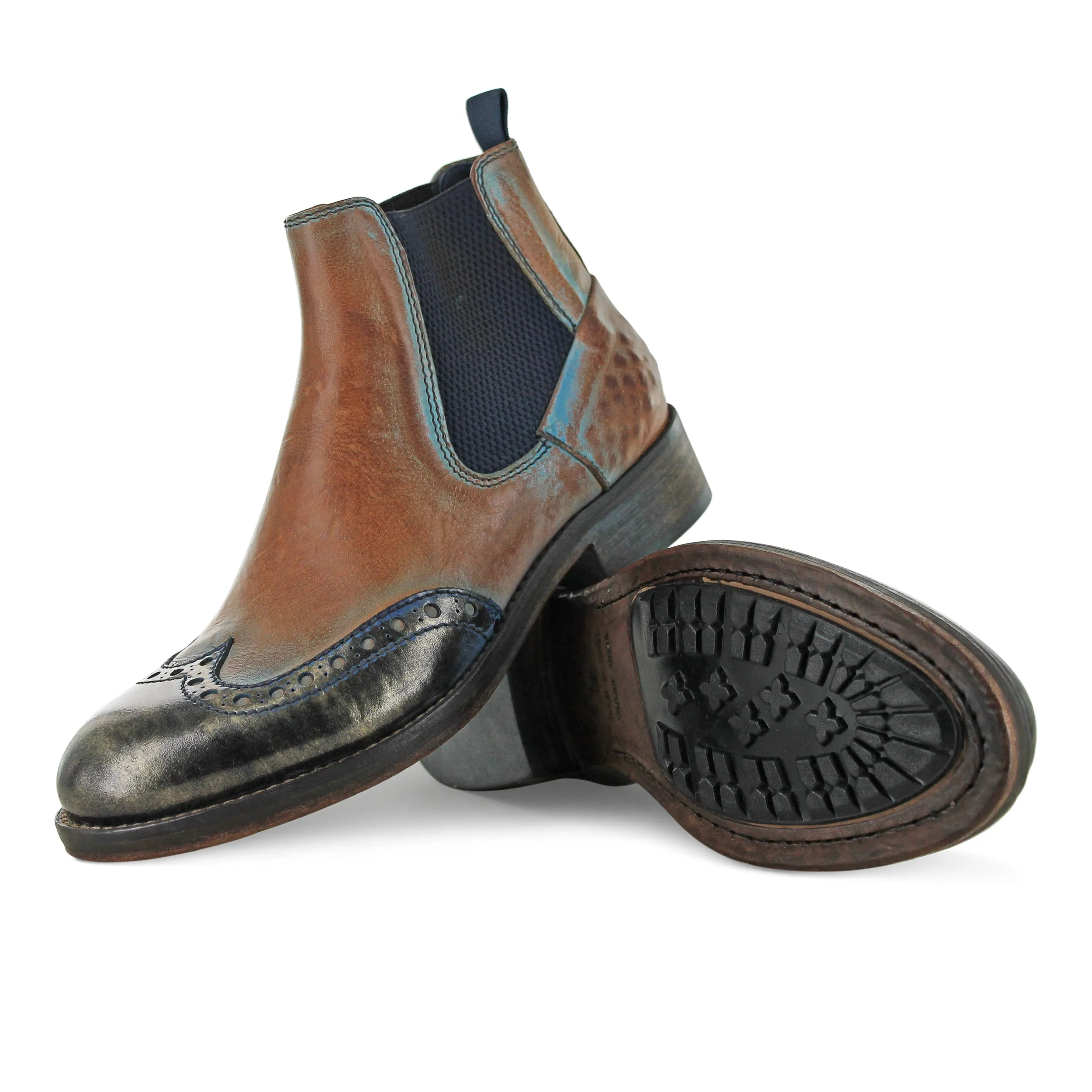 6541- Brown Antique Finish With Turquoise Edges Smooth Surface